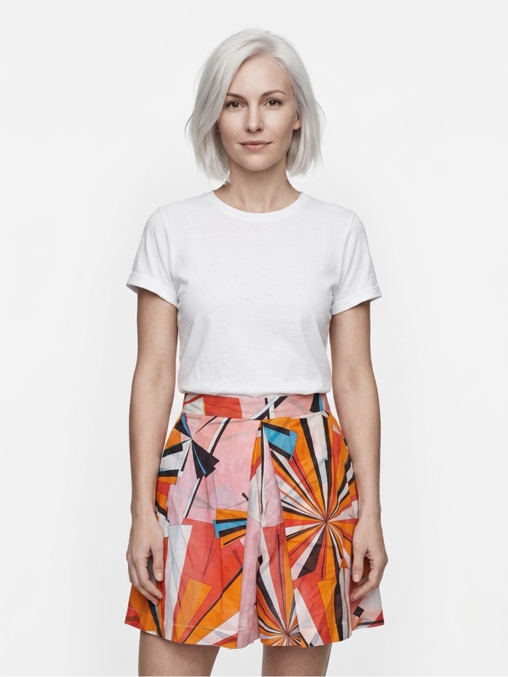 Emilio Pucci Flowy Cotton Skort, Elastic Waist, Pink/Orange, It42(6), Euc